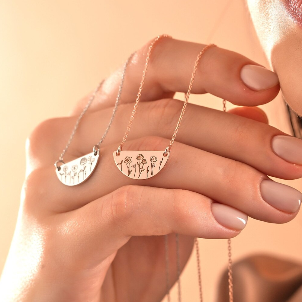 Birth Flower Necklace - Kalung Bunga Bulan Lahir Kustom Perhiasan