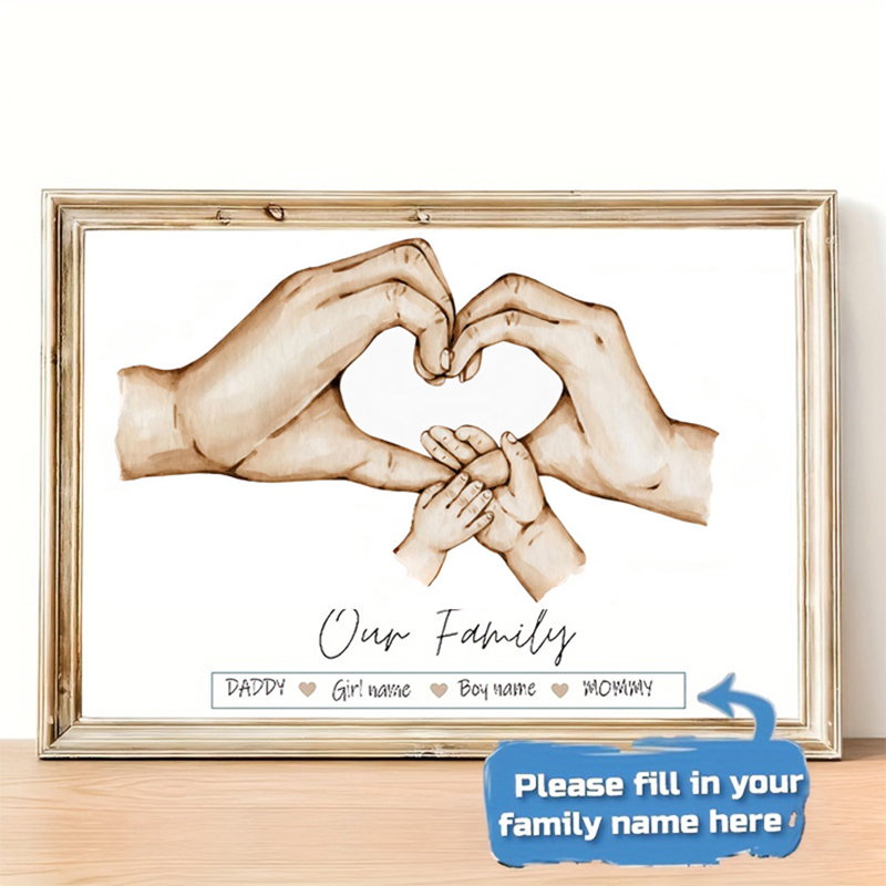 Personalized Name Box - Lukisan Kanvas Nama Keluarga Kustom Personal,