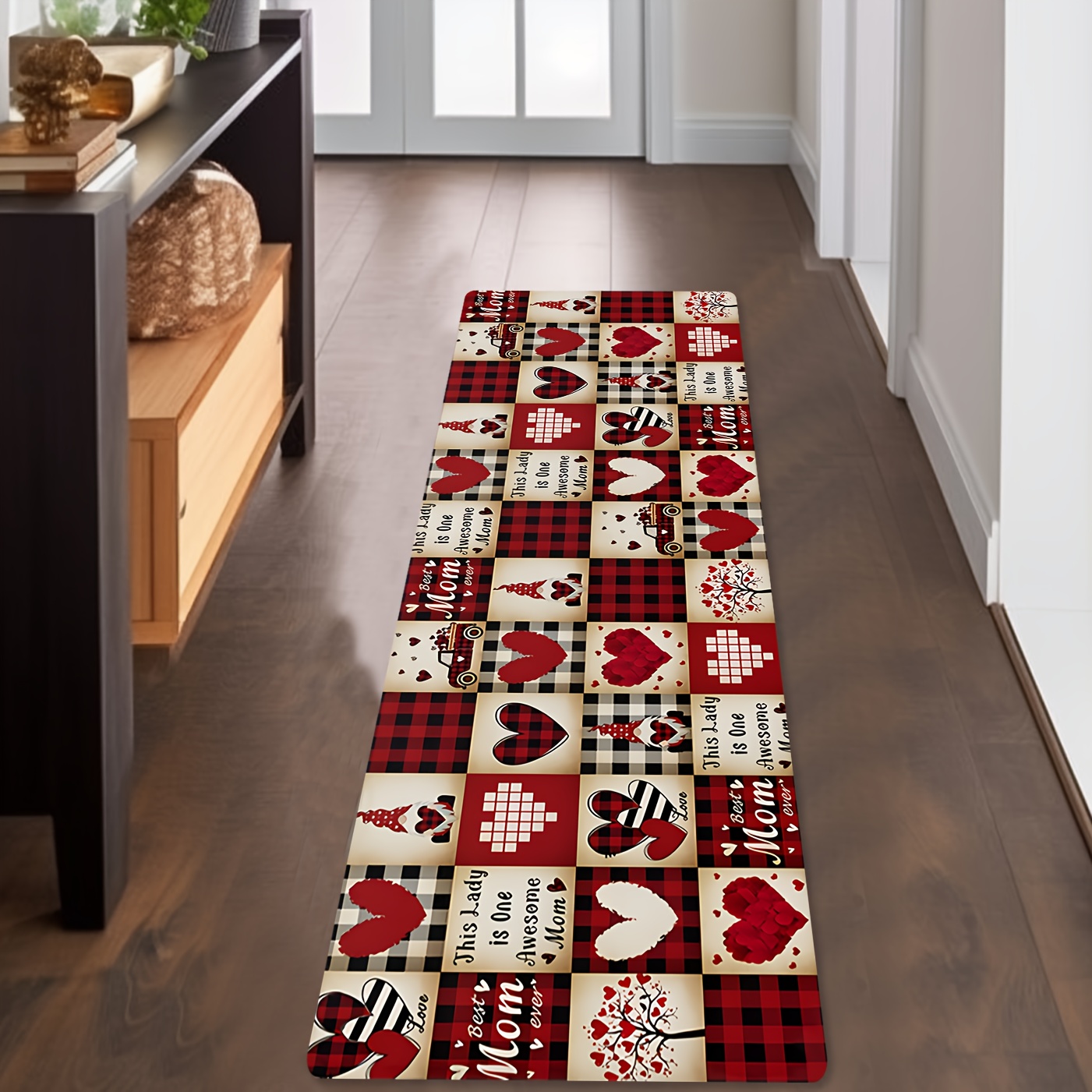 Family Tree Print - Karpet Lantai Panjang Motif Kotak-kotak Patchwork