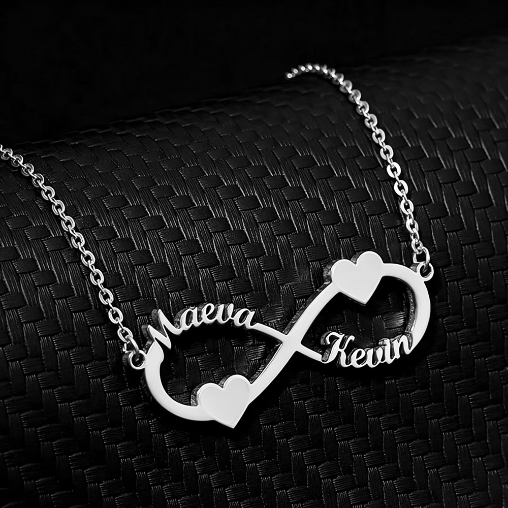 Name Necklace Custom - Kalung Nama Kustom Liontin Hati Infinity