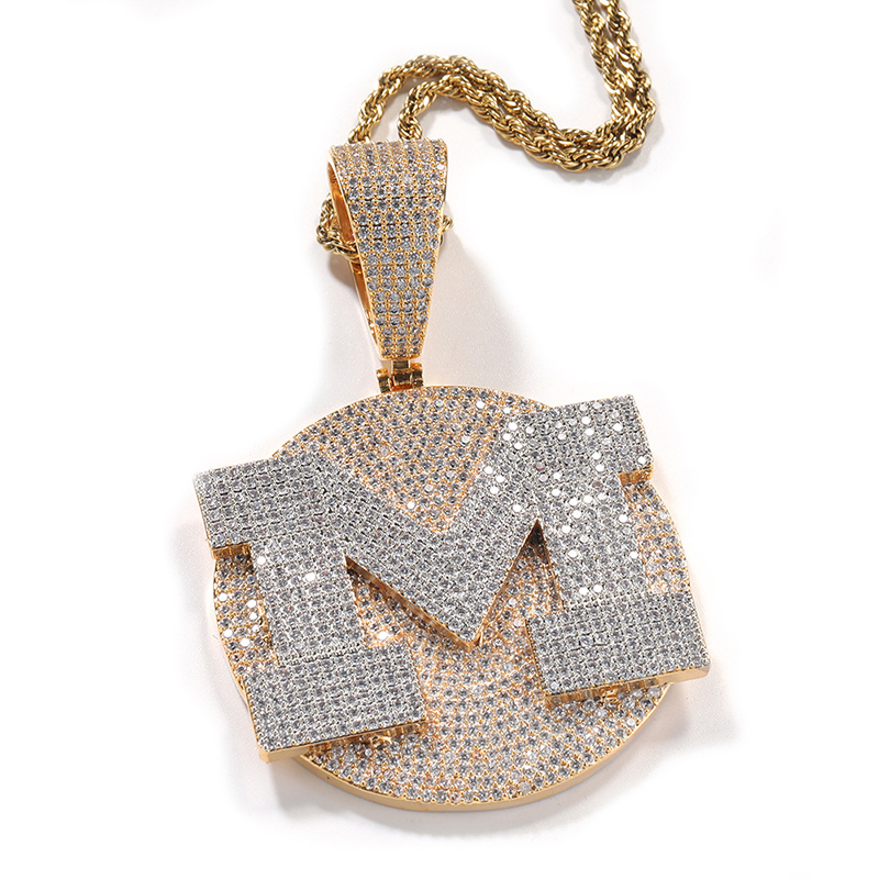 Name Necklace Custom - Kalung liontin bulat nama huruf besar