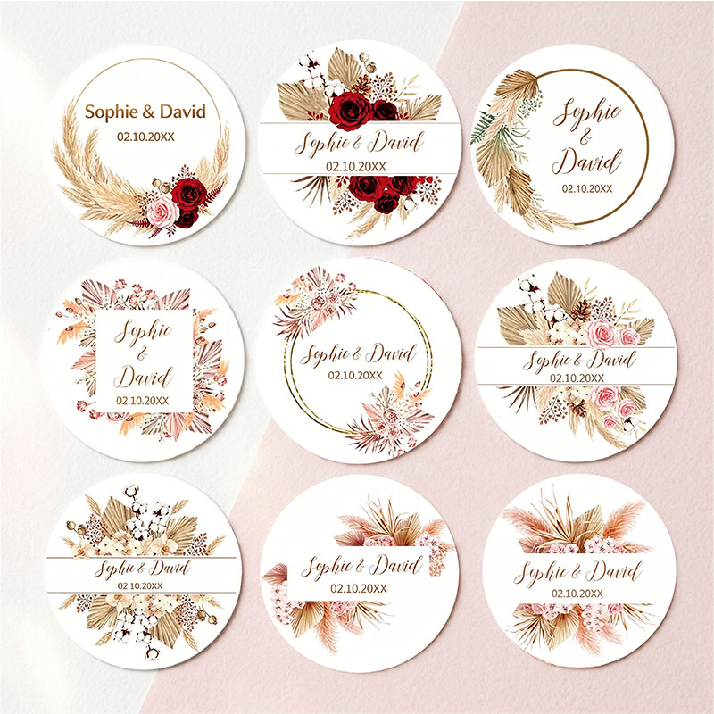 Stiker Pernikahan Kipas Palem  - Personalized Name Box ulasan dan harga